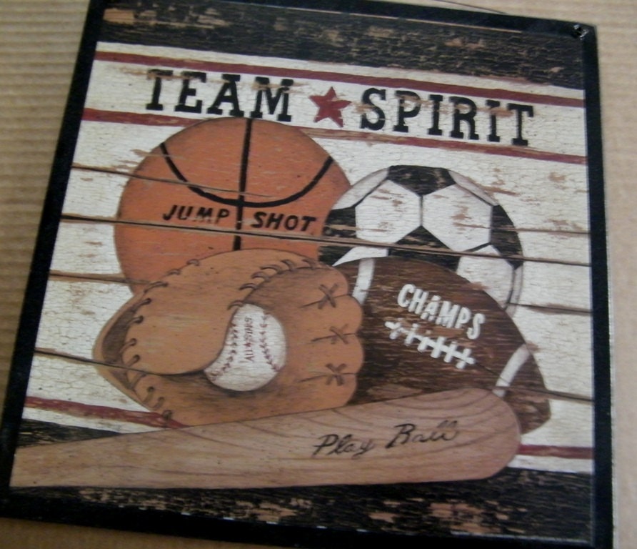 BASEBALL Football BASKETBALL Soccer Ball Sports Art Wall Bedroom Nursery Man Cave Room Sign