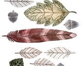 Nature Watercolor Art Painting - Large Archival Print - 11x14 Mountain Pieces