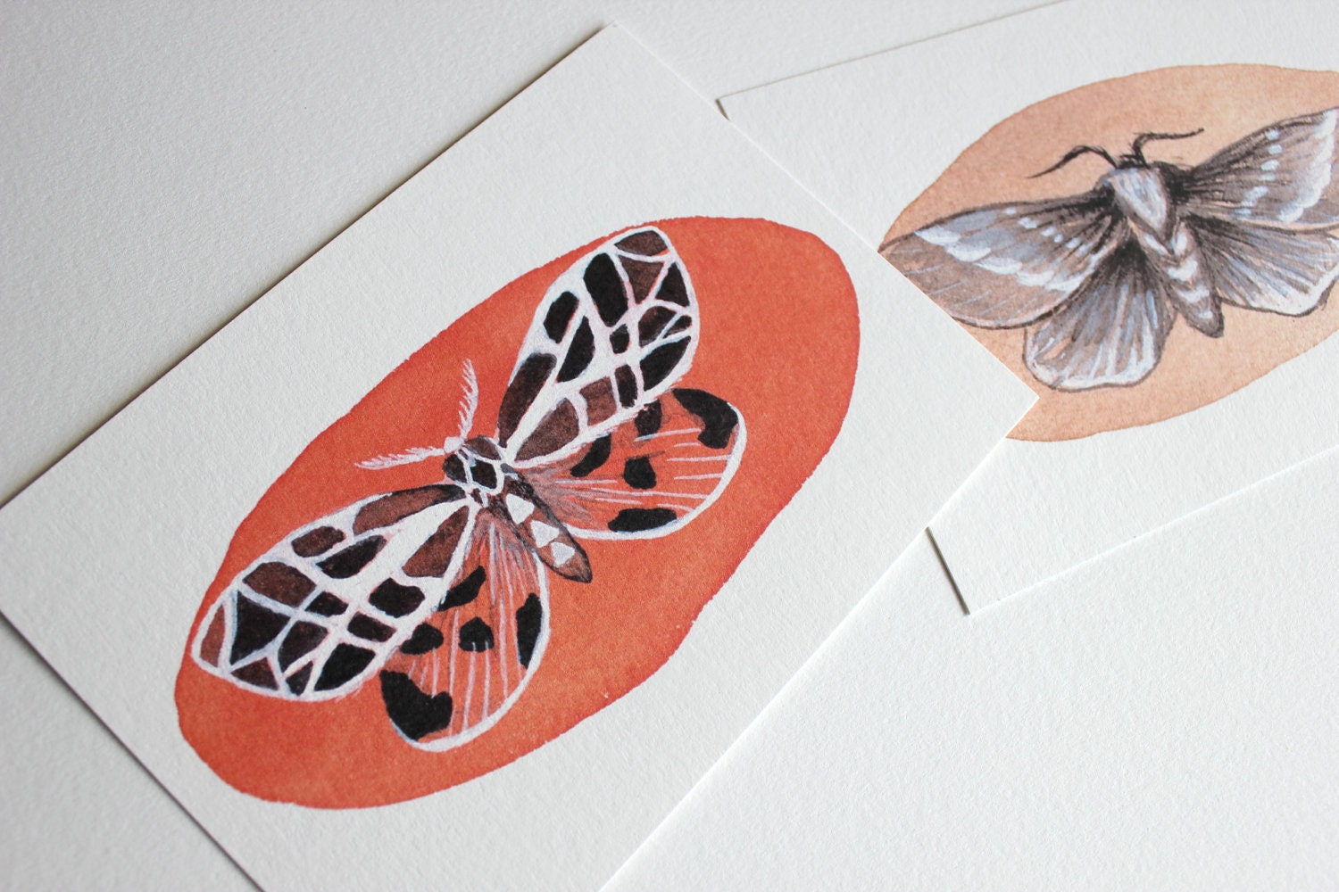 Two Moths - Watercolor Painting - Archival Art Print