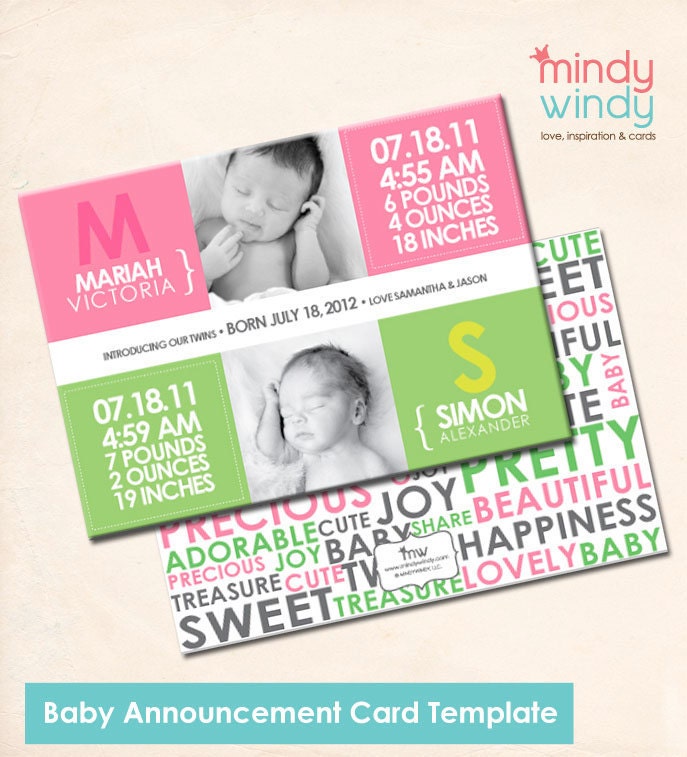Cute Twins Birth Announcement