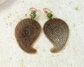 Copper earrings paisley, Indian style