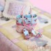 Set of handbag with sandals in pink and blue