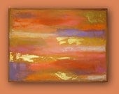 ORIGINAL PAINTING Coral and gold Original Acrylic Abstract Fine Art on Gallery Canvas 30x40x1.5" by Ora Birenbaum