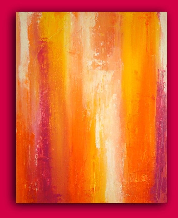 Orange Yellow Abstract Acrylic Fine Art by OraBirenbaumArt on Etsy