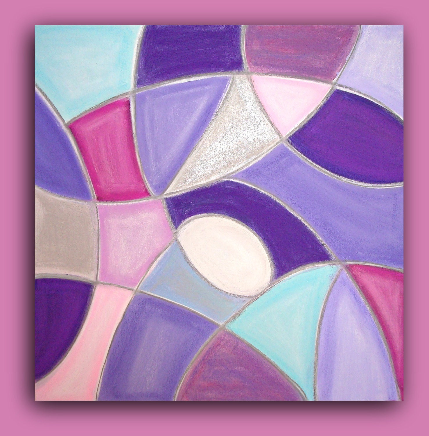 Original Abstract Acrylic Painting Modern Contemporary Fine Art on Canvas Titled: WILD ORCHID. 24x24x1.5" by Ora Birenbaum