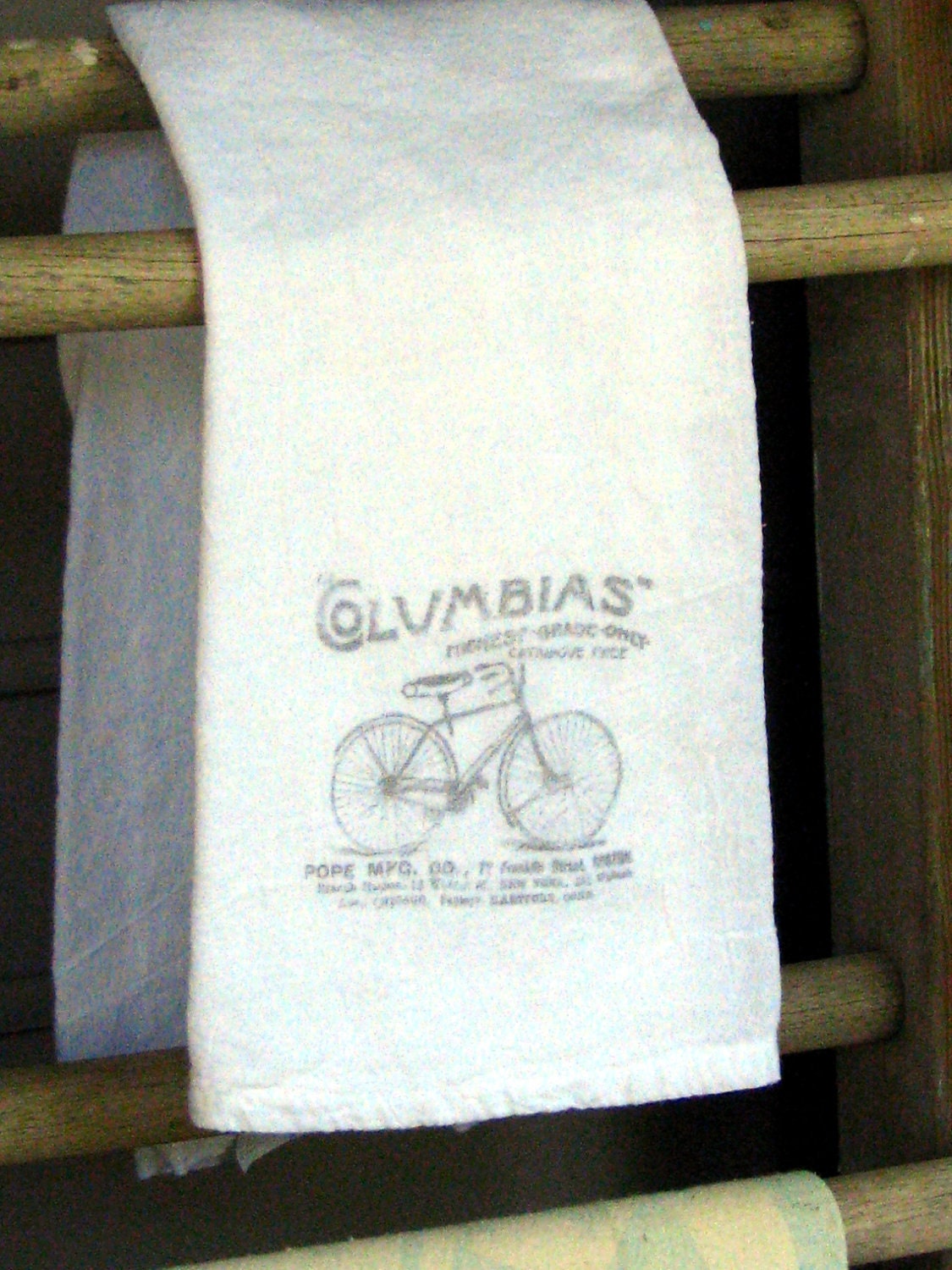 Vintage Flour Sack Tea Towel, Bicycle Advertisement, Cotton Tea Towel