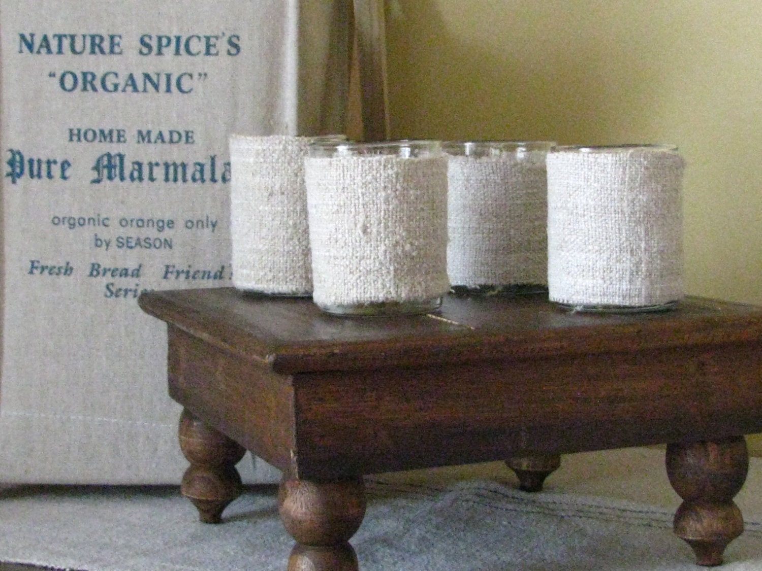 European Grain Sack / Flour Sack Covered Votives-SET