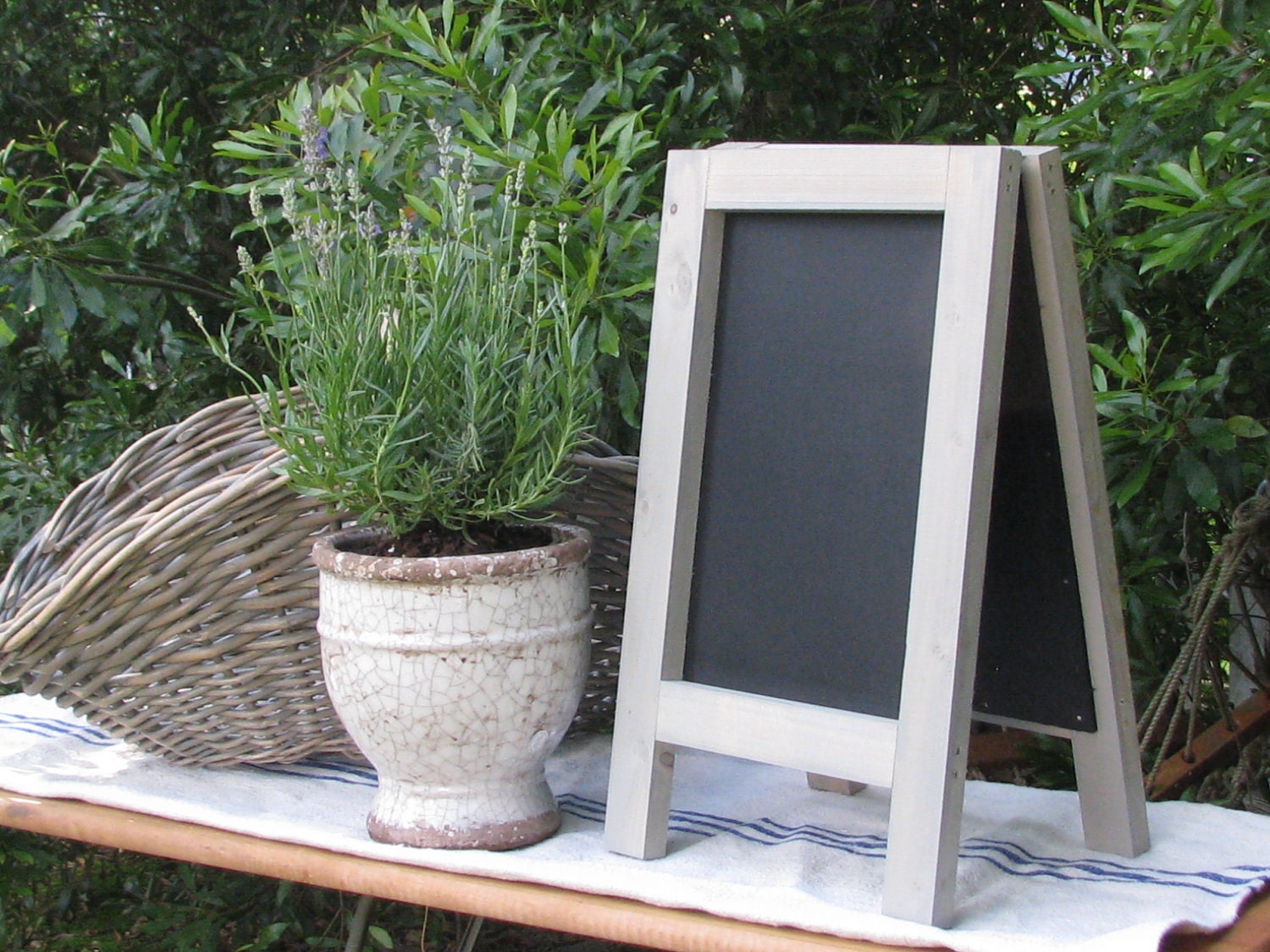 Vintage MINI Tabletop French Cafe Sidewalk Chalkboard, French Cafe Sign, French Gray