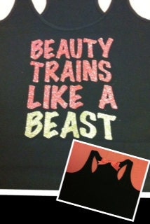 Beauty Trains Like A Beast Glitter Work-out Racerback Tank Top