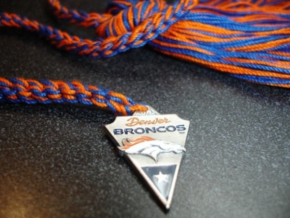 Denver Broncos - Orange and Blue NFL Book Thong with Official Silver Charm