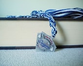 Los Angeles Dodgers Crochet Bookmarker - Blue & White MLB Book Thong with Official Silver Charm - Great gift for boys or men