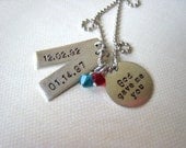 God gave me you personalized hand stamped silver necklace for wedding anniversary mothers bridal gift, child's name