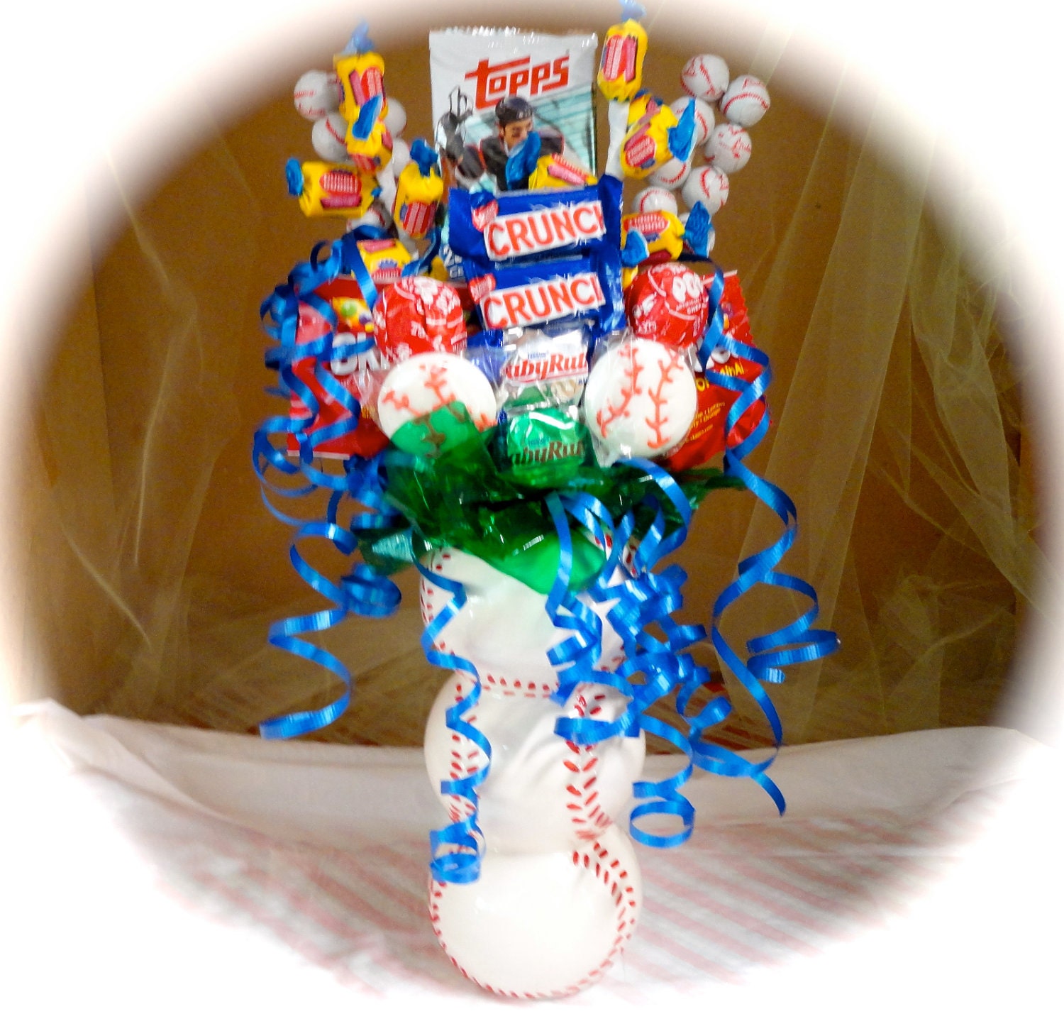 Baseball Candy Bouquet by HeartfeltCandyGifts on Etsy