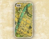 Vintage Paris France map, Iphone 4 and 4s case, Iphone 5 case (9744)