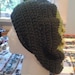 Beaded Crochet Slouchy Beret Hat With Flower Motif - OOAK