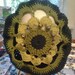 Beaded Crochet Slouchy Beret Hat With Flower Motif - OOAK