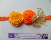 Handmade flowers Baby yellow and orange variation Rosettes-newborn/infant/baby/toddler headband Elastic Headband Romantic-Photo Prop