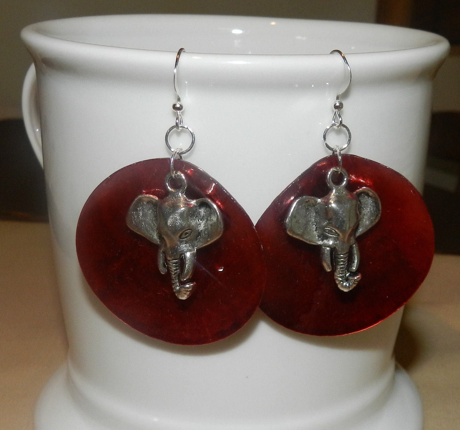 Alabama Inspired Big Shell Elephant Earrings