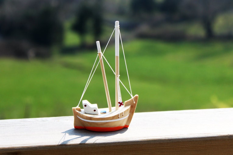 Wooden Boat - Fishing Boat - Trawler / Handmade - Hand Painted