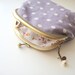 Coin Purse, White Polka Dots on Purple, metal frame coin purse