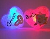 GlowHeart (Bride/Groom)- unique, wedding cake topper, cool, geek, engagement