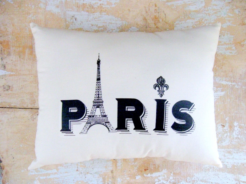 Paris Pillow,  Eiffel Tower, Fleur de Lis , French Country Home, French Decor, Home Decor, Decorative Pillow, Housewares