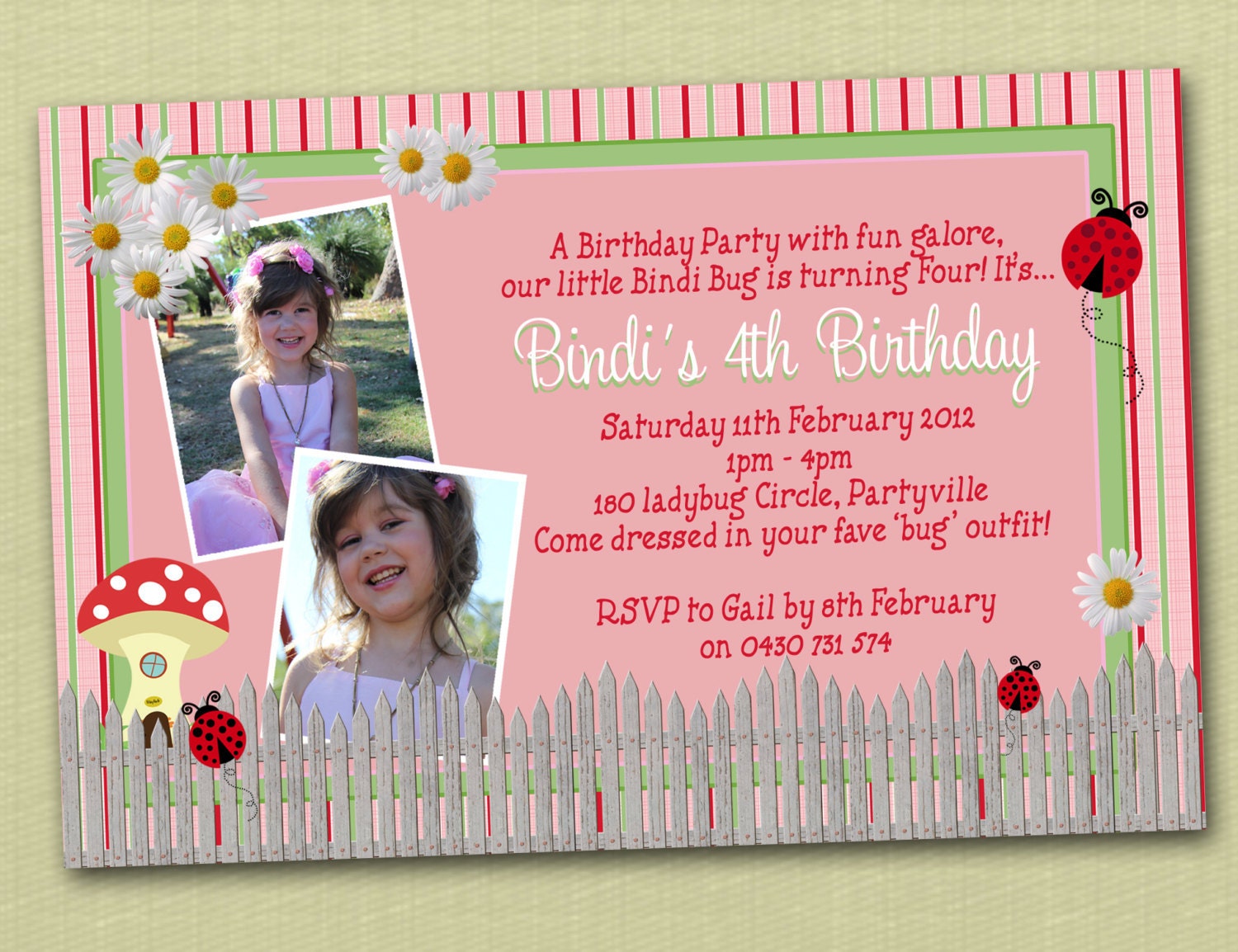 Ladybug Ladybird Personalised Birthday Invitations - You Print Il_170x135