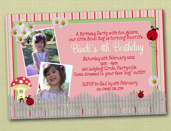 Ladybug Ladybird Personalised Birthday Invitations - You Print Il_570xn