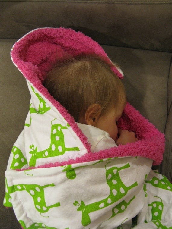 Giraffe Stroller Blanket with Cuddle MInky
