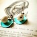 Teal and White Kidney Earrings