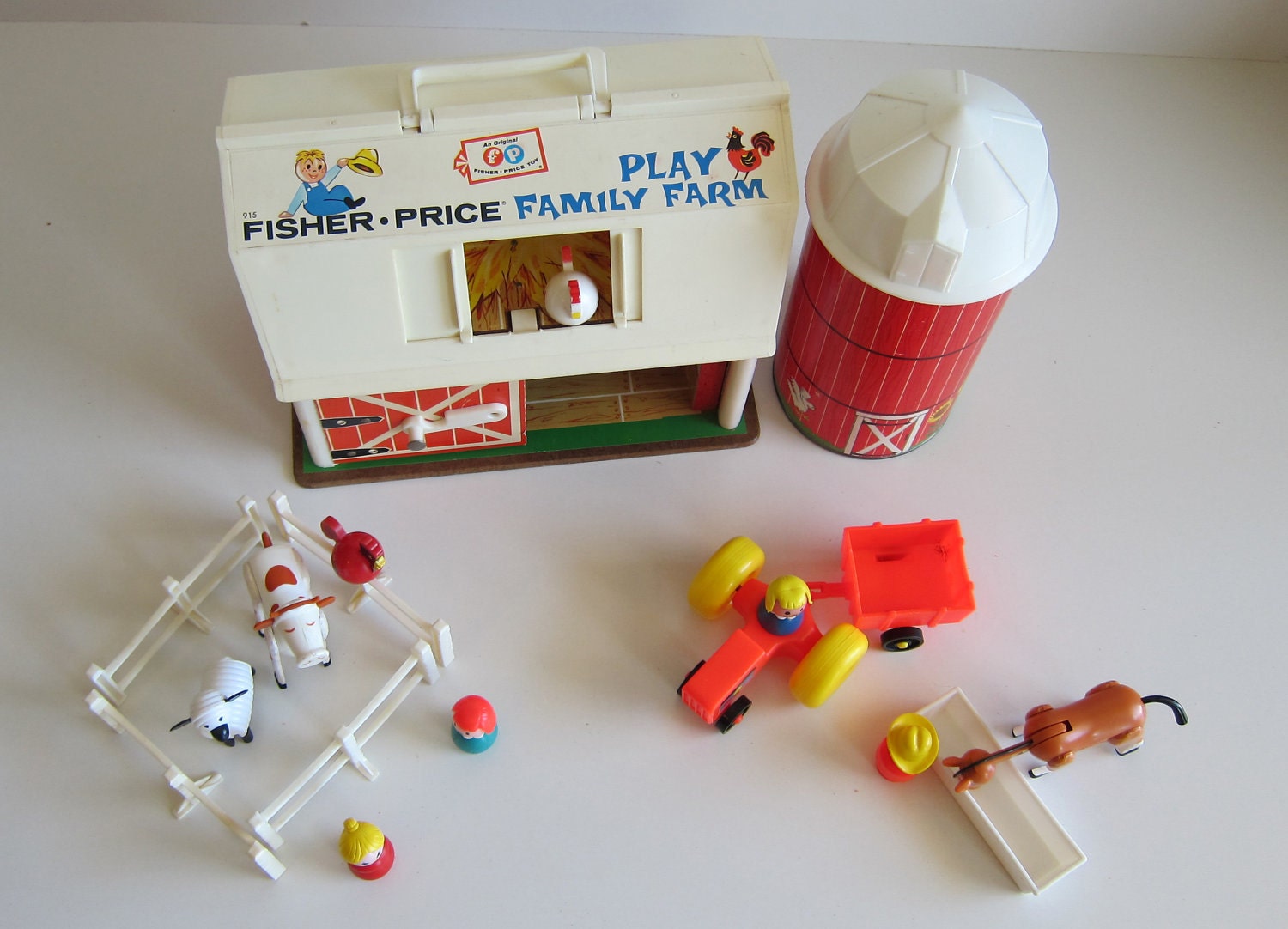 Fisher price Family Farm Barn with Silo  little people toy vintage 1970's toy