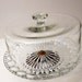 Vintage Glass Cake Plate Footed Plate Bronze Base Glass Dome Lid