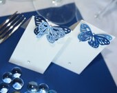 Blank Blue and White 3D Butterfly Escort, Place Card with Swarovski Crystals for Wedding or any Party or Shower