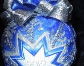 Silver and Blue quilted ornament