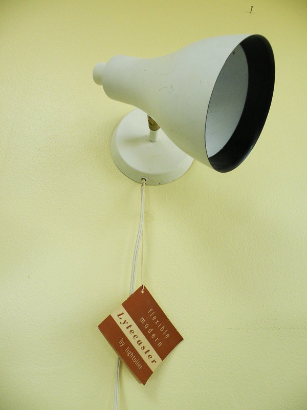 Mid Century Wall Sconce Light White and Brass Atomic Lamp NOS
