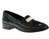 Size 6 Vintage Donald J Pliner Loafers, Black Haircalf 1980s