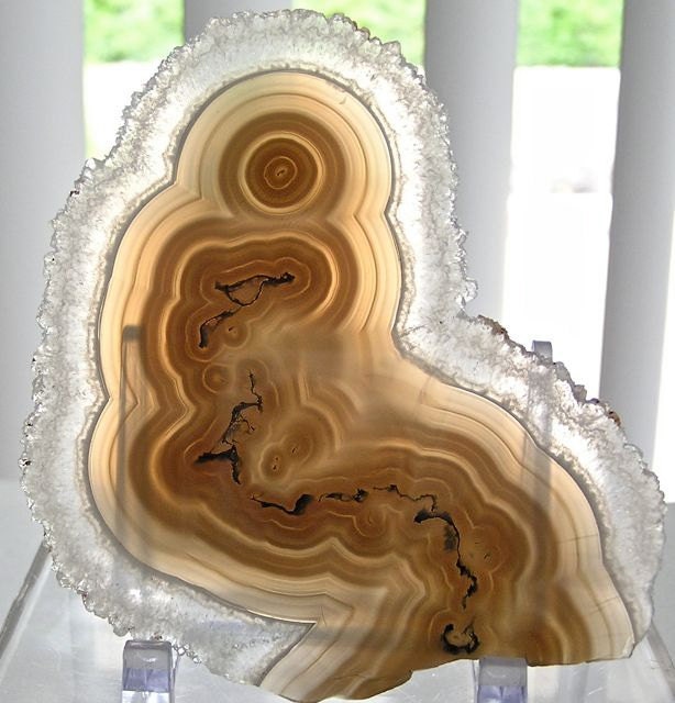 Reserved for Shelley Solar Quartz Stalactite Moss Agate Center 4"