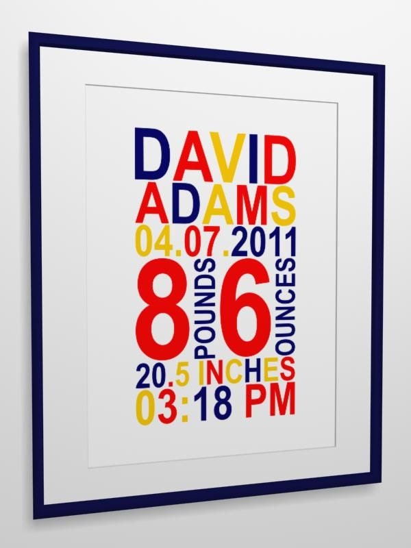 Birth Print, Custom Birth Stats, Nursery Art, Baby Name Print for Boys 8x10, 11x14, 16x20, A4, A3 PRINTABLE