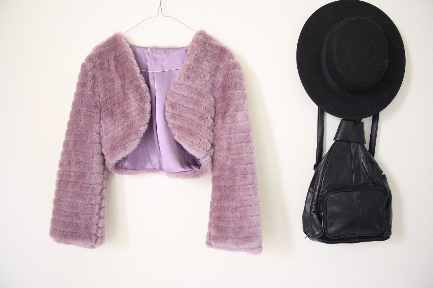 ON SALE Amazing 90s Purple Shaggy Faux Fur Jacket