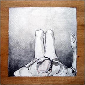 Series Fly - Resting - original acrylic painting on wood - 11.8 x 11.8 x 1.2 inches - acrylic, ink and pencil charcoal