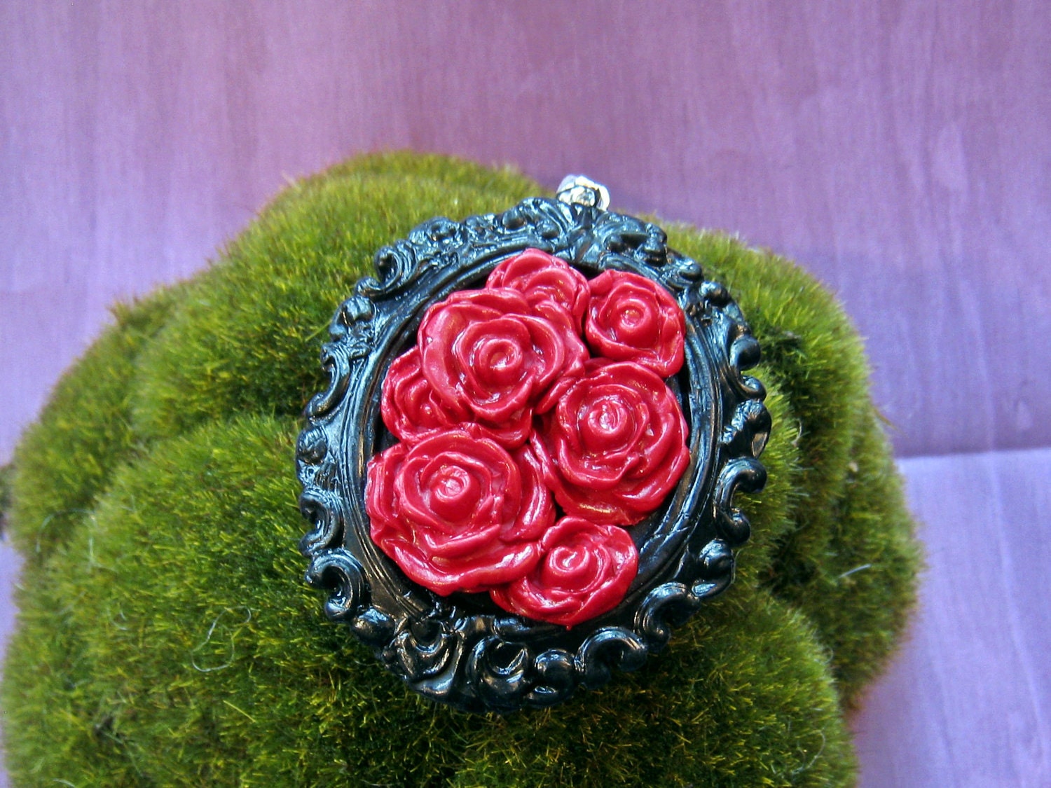 Pile of Red Roses (Polymer Clay Pendant)