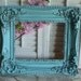 Vintage Cottage Chic Ornate Aqua Blue Frame Picture Prop Decor Beach Parisian Chic Wall Decor Shabby and Chic wall hanging