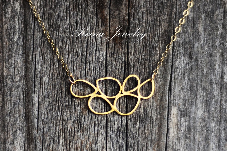 Gold Teardrop Necklace - Bridal Necklace - Organic Jewelry - Small Gold Pendant Necklace