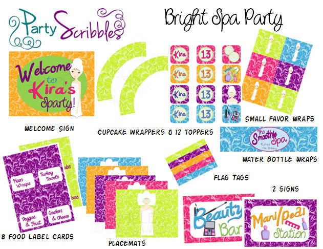 Bright Spa Party Package With Banner, Signs & Favors Il_170x135