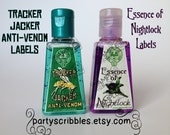 Tracker Jacker AntiVenom & Essence of Nightlock Hunger Games Inspired Party Favor Labels Il_170x135