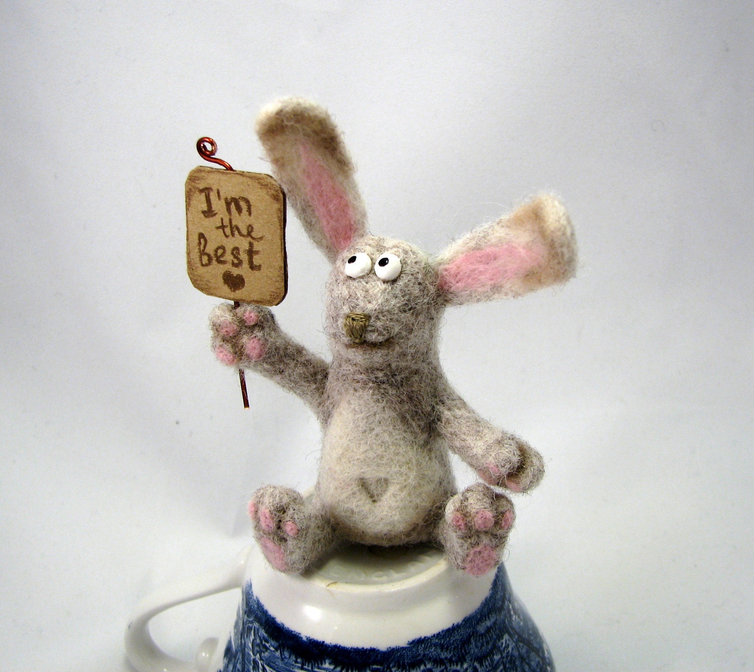Needle Felted - Bunny, I'm the best in a gift box, Easter Bunny - Soft Sculpture, OOAK