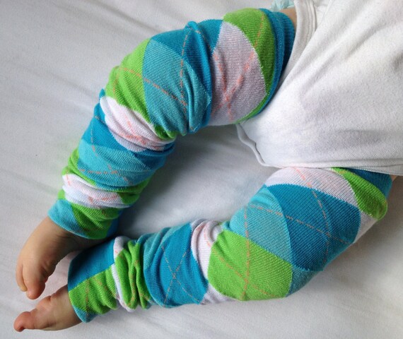 Spring Argyle Baby Legs / Boy Leg Warmers