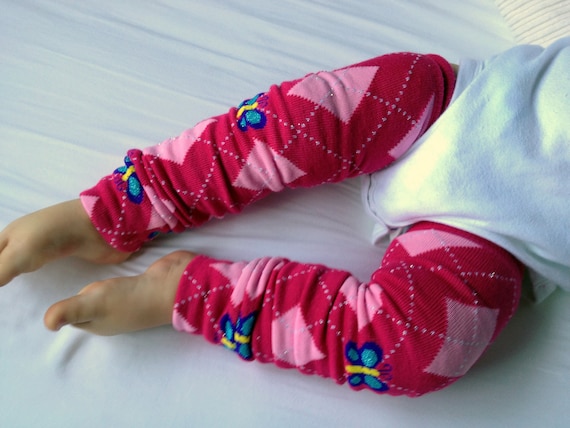 Butterfly Pink Argyle Baby Legs / Leg Warmers / Arm Warmers