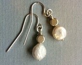 Pebble Pearls & Sterling Silver Circle dangle earrings Under 20