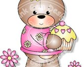 Digital (Digi) Cupcake Teddy Stamp